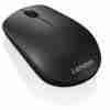 Top view of Lenovo 400 Wireless Mouse in black color. Side profile showcasing the ergonomic design of the Lenovo 400 Wireless Mouse. Bottom view highlighting the optical sensor and battery compartment. Lenovo 400 Wireless Mouse connected via Nano USB receiver. Packaging contents including mouse, USB receiver, and AA battery. Lenovo 400 Wireless Mouse in use with a laptop setup.
