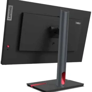Front view of Lenovo ThinkVision P24h-30 23.8" QHD Monitor in Raven Black finish Side profile showcasing the slim design and ergonomic stand of the Lenovo P24h-30 Monitor Rear view displaying USB-C, HDMI, DisplayPort, and Ethernet ports on the Lenovo P24h-30 Lenovo P24h-30 Monitor on a professional desk setup with vibrant QHD display Close-up of the monitor's adjustable stand mechanisms Packaging contents including Lenovo P24h-30 monitor, cables, and calibration report