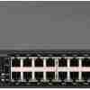Front view of Secureye 16-Port Gigabit PoE Switch S-16GE-2UG-1UF-300W-NB Side view showing metal chassis with passive cooling design Close-up of LED status indicators and uplink ports Rear view with power input and grounding point Diagram showing PoE cameras and uplink to core switch Mountable desktop/rack switch for IP surveillance deployments