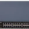 Front view: 24-port Secureye Gigabit PoE switch with uplinks Rear panel: dual SFP slots and power inlet LED indicators showing PoE and link activity Diagram: multiple PoE cameras with uplink to core switch Metal 1U chassis mounted in server rack Close-up of surge protection label and port markings