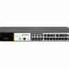 Front panel of Secureye 24-Port Layer 2 PoE switch with combo uplinks Secureye S-24GE-M-UGF-400W-AI-VLAN powering CCTV and IP phones VLAN isolation and extend mode interface on Secureye managed switch Smart fan and surge protection hardware of Secureye switch Rear view showing rack-mount support for 24-port Secureye PoE switch Secure network architecture using Secureye 24-port managed switch