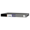 Front panel of Secureye 24-Port Layer 2 PoE switch with combo uplinks Secureye S-24GE-M-UGF-400W-AI-VLAN powering CCTV and IP phones VLAN isolation and extend mode interface on Secureye managed switch Smart fan and surge protection hardware of Secureye switch Rear view showing rack-mount support for 24-port Secureye PoE switch Secure network architecture using Secureye 24-port managed switch