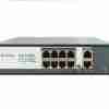 Secureye S-8GE-M-2UG-AI-VLAN front view with 8 PoE ports and 2 SFP slots Close-up of RJ45 and SFP port configuration Web GUI screenshot showing VLAN settings Secureye PoE switch powering IP CCTV setup Top view of compact fanless PoE switch design Smart network diagram using Layer 2 PoE switch with fibre uplinks