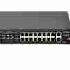 Front view of Secureye 16-port PoE switch with uplink and SFP Rear view showing power inlet and ventilation Side angle of Secureye PoE switch ready for rack mounting Close-up of PoE ports with LED indicators Application diagram with cameras and uplink to NVR/router Internal fan-cooled layout of Secureye switch for high-load environments