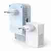 TP-Link TL-WPA7517 KIT front view Powerline adapter plugged into a wall socket TL-WPA7517 Gigabit port close-up TL-WPA7517 kit next to packaging box Wi-Fi clone button being pressed Home with extended Wi-Fi coverage using Powerline