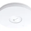 TP-Link EAP610 WiFi 6 Ceiling Mount Access Point EAP610 mounted on office ceiling AX1800 access point front view TP-Link EAP610 packaging Network diagram with EAP610 in action TP-Link Omada App for EAP610 setup