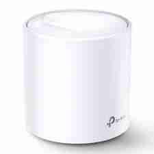 TP-Link Deco X20 Mesh 3-Pack Front View Deco X20 units on a wooden desk Whole-home mesh WiFi setup in living room Deco App setup screen on mobile Deco X20 WiFi 6 performance chart AX1800 speed coverage diagram