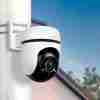TP-Link Tapo C500 outdoor WiFi camera front view Tapo C500 wall-mounted on exterior wall Night vision footage captured by Tapo C500 Motion tracking demo of Tapo C500 on Tapo app TP-Link outdoor camera with pan tilt controls Packaging of Tapo C500 security camera
