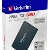 Verbatim Vi550 S3 SSD 1TB front view VERBATIM 1TB internal SSD packaging Vi550 SATA SSD installed in laptop Verbatim SSD 2.5-inch SATA view Black Verbatim Vi550 SSD 1TB Verbatim SATA SSD with 1TB capacity