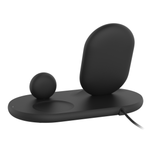 Alternative view of BELKIN BOOST CHARGE 3-IN-1 WIRELESS CHARGER FOR APPLE IPHONE, APPLE WATCH, AND AIRPODS, BLK