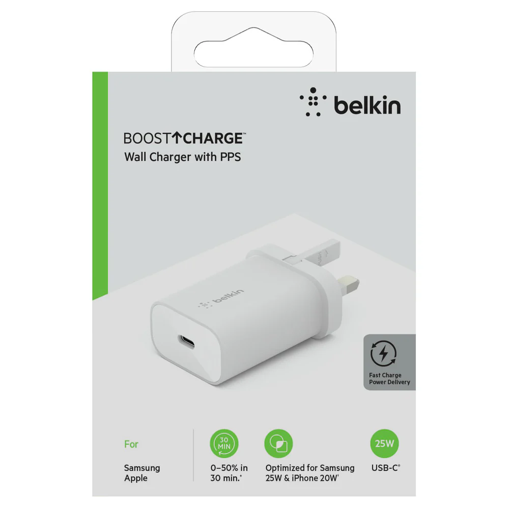 BELKIN WALL CHARGER 25W USB-C PD - WHITE WCA004MYWH - Image 4