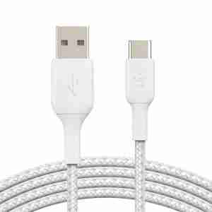 BELKIN CABLE BOOST CHARGE USB-A to USB-C BRAIDED 1m - WHITE CAB002BT1MWH