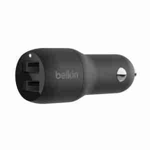 BELKIN BOOST CHARGE DUAL USB-A PORT CAR CHARGER 24W, BLACK-CCB001BTBK