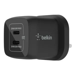 Alternative view of BELKIN DUAL 45W USB-C PD GAN FAST CHARGER WITH PPS, PD 45W MAX SINGLE PORT. PD 25W, PD 20W DUAL PORT