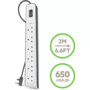 BELKIN 6-OUTLET SURGE PROTECTION STRIP WITH 2M POWER CORD-BSV603AF2M