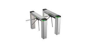 Hikvision DS-K3G501X-R/M tripod turnstile front view Stainless steel Hikvision tripod turnstile side view Professional access control tripod gate Hikvision Compact Hikvision tripod turnstile with LED indicators Durable stainless steel tripod security gate Hikvision DS-K3G501X-R/M access control turnstile system