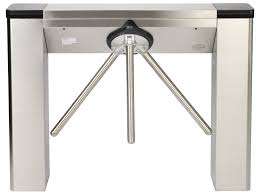 Hikvision DS-K3G501X-R/M tripod turnstile front view Stainless steel Hikvision tripod turnstile side view Professional access control tripod gate Hikvision Compact Hikvision tripod turnstile with LED indicators Durable stainless steel tripod security gate Hikvision DS-K3G501X-R/M access control turnstile system