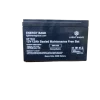 Lightwave 12V 12AH battery front view with printed specifications Sealed maintenance-free battery side profile Battery top view showing terminal layout Installed view in a UPS backup power unit Battery label close-up showing 12V 12AH rating Lightwave 12AH battery alongside solar charge controller