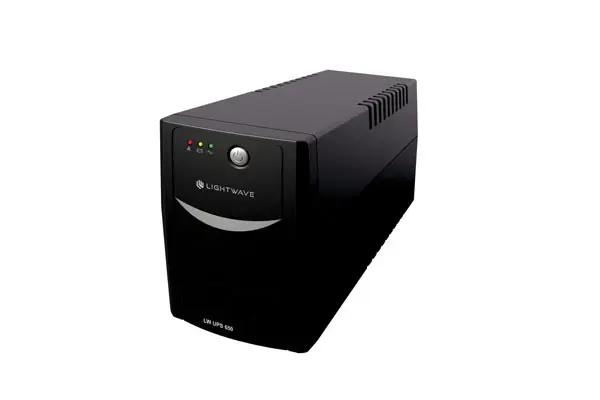 Lightwave LW 650VA UPS front view Lightwave UPS650 rear sockets layout Compact UPS for router backup Kenya AVR power backup Lightwave UPS650 UPS for home use in Kenya – Lightwave 650VA Lightwave 3-pin UPS plug outlet system
