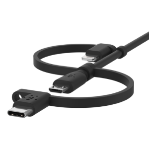 Alternative view of Belkin Universal cable with micro USB ,USB C and lightning connectors  1m-CAC001BT1MBK