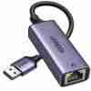 UGREEN CM209 USB 3.0 to RJ45 Ethernet adapter angled view USB-A male connector on UGREEN Gigabit adapter UGREEN CM209 plugged into laptop for wired network access UGREEN 50922 Ethernet adapter with LED indicators Close-up of RJ45 Ethernet port on UGREEN USB adapter Packaging of UGREEN USB to Gigabit Ethernet Adapter CM209