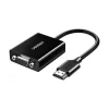 UGREEN CM6101 HDMI to VGA Converter front view UGREEN 90813 connector detail with micro USB port HDMI male to VGA female adapter plugged into a laptop CM6101 HDMI to VGA converter used with projector Close-up of UGREEN VGA adapter without audio Compact UGREEN HDMI to VGA converter with power input