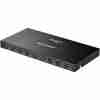 UGREEN HDMI 1‑in‑8‑out splitter front panel with HDMI ports Close-up of output LED indicators on UGREEN 40203 splitter UGREEN splitter connected to eight monitors in retail display setup Side view of metal-housed UGREEN HDMI splitter UGREEN 40203 splitter hooked up to a laptop and projector UGREEN HDMI splitter packaging showing device and accessories