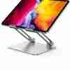 UGREEN LP339 foldable laptop stand full side view Adjustable hover laptop stand holding 15.6" MacBook Close-up of tilt and height adjustment mechanism LP339 folded flat for portability Silicone padding detail on UGREEN LP339 stand UGREEN LP339 ergonomic setup on office desk