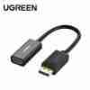 UGREEN MM137 DisplayPort to HDMI Adapter overview 4K DisplayPort to HDMI female converter close-up UGREEN 70694 plugged into a DisplayPort laptop MM137 used with HDMI cable and TV Compact and portable UGREEN DP to HDMI adapter Gold-plated connectors on UGREEN MM137 adapter