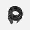 UGREEN US121 15M USB extension cable rolled with visible connectors Close-up of UGREEN 10323 chipset-enhanced USB 2.0 extension cable USB-A female port of UGREEN active extension connected to webcam USB-A male connector from UGREEN 15M cable inserted into desktop PC Retail packaging of UGREEN US121 USB 2.0 Active Extension Cable Extended office setup using UGREEN 15M USB cable for long-range printer