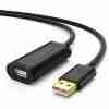 "UGREEN US121 25 m USB extension cable with chipset" "USB 2.0 male to female extension cable 25 m" "Long‑distance active USB cable plug and play" "UGREEN black USB cable chipset amplifier view" "USB cable extended connection for gaming console" "Active USB 2.0 extension cable for office setup"