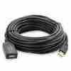 "UGREEN US121 25 m USB extension cable with chipset" "USB 2.0 male to female extension cable 25 m" "Long‑distance active USB cable plug and play" "UGREEN black USB cable chipset amplifier view" "USB cable extended connection for gaming console" "Active USB 2.0 extension cable for office setup"