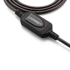 "UGREEN US121 30 m USB extension cable with chipset" "USB 2.0 male to female active cable 30 m length" "Long‑distance USB extender plug and play 30 m" "UGREEN black USB cable chipset amplifier 30 m view" "USB cable extended connection for gaming consoles 30 m" "Active USB 2.0 extension cable for office setup 30 m"