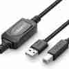"UGREEN US122 10 m active USB A to B printer cable" "USB 2.0 printer extension cable with chipset 10 m" "Long‑distance active printer cable plug and play" "Black USB A to B cable with amplifier chipset" "Extended connection to printer via USB cable" "Active USB 2.0 cable for scanner or printer"