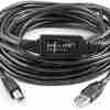 UGREEN US122 USB 2.0 A to B 15M cable coiled neatly Close-up of USB-A male and USB-B male connectors UGREEN 10362 cable connected to a printer from a distant PC UGREEN 15-meter active USB printer cable packaging USB 2.0 active extension cable for printers by UGREEN Office setup using UGREEN US122 15M USB printer cable