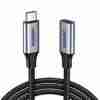 UGREEN US372 USB-C 3.1 Extension Cable side view Close-up of male and female USB-C connectors UGREEN 30205 connected to USB-C laptop UGREEN USB-C extension used with docking station Braided UGREEN 0.45m cable in use Retail packaging of UGREEN US372 10Gbps USB-C extension cable