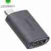 UGREEN USB-C to HDMI Adapter 70450 side angle Close-up of USB-C male and HDMI female ends Adapter connecting MacBook to 4K display UGREEN 70450 used in an office presentation setup Slim and portable USB-C to HDMI 60Hz converter Product packaging of UGREEN 4K USB-C to HDMI adapter