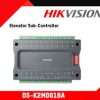 Front view of Hikvision DS-K2M0016A controller Side angle of DS-K2M0016A distributed controller Relay ports on the DS-K2M0016A elevator unit RS-485 communication ports on Hikvision controller DIP switches on DS-K2M0016A for configuration Mounted view of Hikvision elevator controller