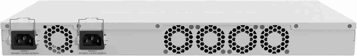 MikroTik CCR2116-12G-4S+ rear panel with cooling fans