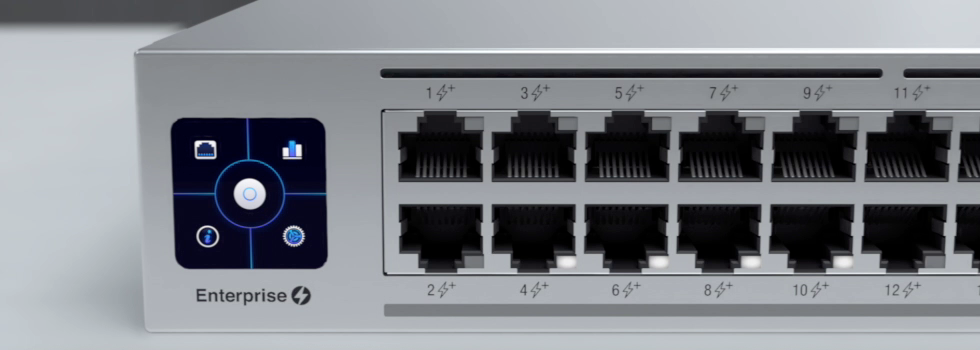 UniFi USW-Enterprise-48-PoE with touchscreen LCM display