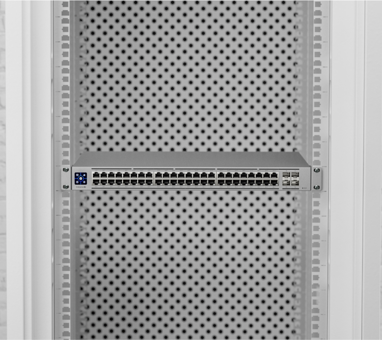 Ubiquiti USW-Enterprise-48-PoE in server rack installation