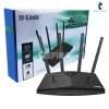 D-Link DWR-M921B/D1 4G LTE router front panel with antennas D-Link DWR-M921B/D1 rear view showing LAN and WAN ports SIM card slot on the D-Link DWR-M921B/D1 router D-Link DWR-M921B/D1 router setup with multiple connected devices D-Link DWR-M921B/D1 dual antenna design for stronger signal D-Link DWR-M921B/D1 router in a small office network setup