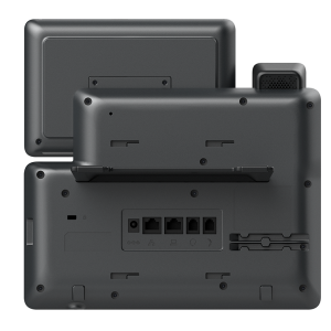 Fanvil V66 Pro Prime Business Phone with wireless handset on executive office desk rear view