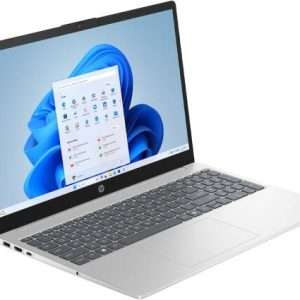 HP 15-fd0250wm laptop front view HP 15-fd0250wm open showing keyboard HP 15-fd0250wm left side ports HP 15-fd0250wm right side angle HP 15-fd0250wm closed lid silver finish HP 15-fd0250wm 15.6-inch display