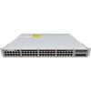 Cisco C9300L-48P-4G-E 48 port PoE+ switch front view Catalyst 9300L 48 port switch with SFP uplinks Cisco enterprise switch rack mounted installation 48 port Gigabit PoE+ switch ports closeup Cisco Catalyst switch rear panel and power supply Cisco network switch in data center setup