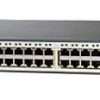 Cisco WS-C3750-48PS-S 48 port PoE switch front view Cisco Catalyst 3750 switch with SFP ports 48 port Cisco PoE switch rack mounted Cisco enterprise network switch rear panel Catalyst 3750 series switch installation Cisco switch ports and SFP uplinks closeup