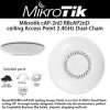 MikroTik cAP-2nD ceiling mounted access point cAP-2nD installed on office ceiling MikroTik wireless access point indoor setup cAP-2nD dual ethernet ports view MikroTik RouterBOARD ceiling WiFi device minimalist ceiling WiFi access point design