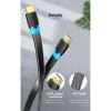 VENTION flat HDMI cable 2M black Slim HDMI cable for TV setup Flat HDMI cable under carpet installation HDMI cable connectors close up High definition HDMI cable VENTION Flexible flat HDMI cable design