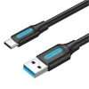 VENTION USB 3.0 to USB-C cable 2M black USB-C fast charging cable VENTION COZBH Black PVC USB 3.0 cable 2 meter VENTION type C data cable close view Durable USB-C cable connector detail High speed USB 3.0 to USB-C cable