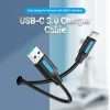 VENTION USB 3.0 to USB-C cable 2M black USB-C fast charging cable VENTION COZBH Black PVC USB 3.0 cable 2 meter VENTION type C data cable close view Durable USB-C cable connector detail High speed USB 3.0 to USB-C cable